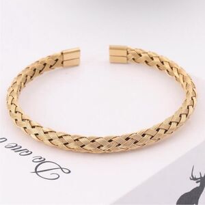 Julieta Gold Braided Bracelet Gold Cuff Bangle